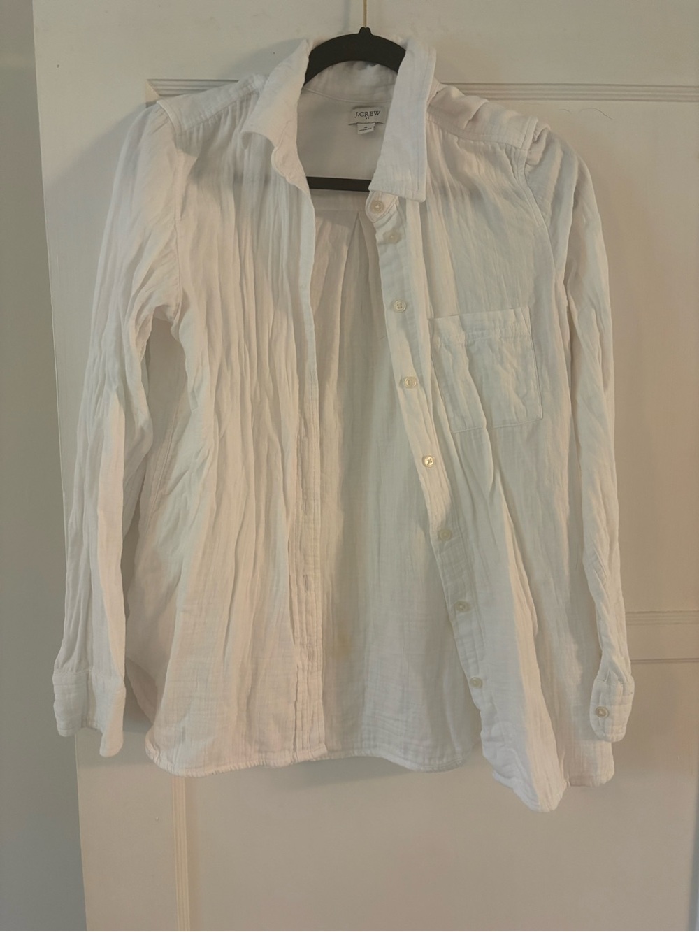 J. Crew White Gauze Lightweight Button-Up Shirt